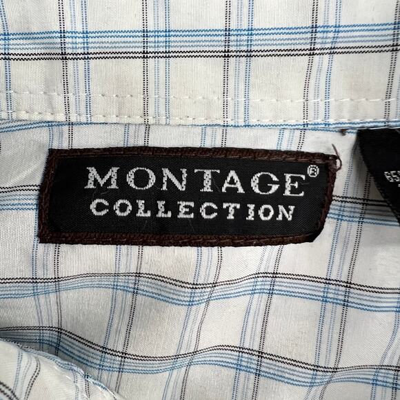 Montage Collection Mens Plaid‎ Lightweight Button Up Shirt L No Surrender Scull - Picture 6 of 8